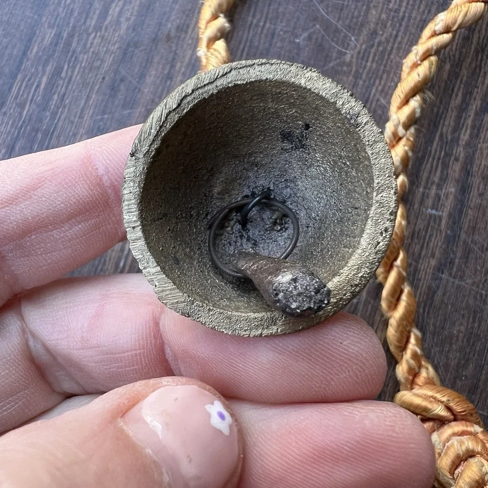 5‎ Vintage BRASS Bells On a Rope SARNA FARMHOUSE Door Chime